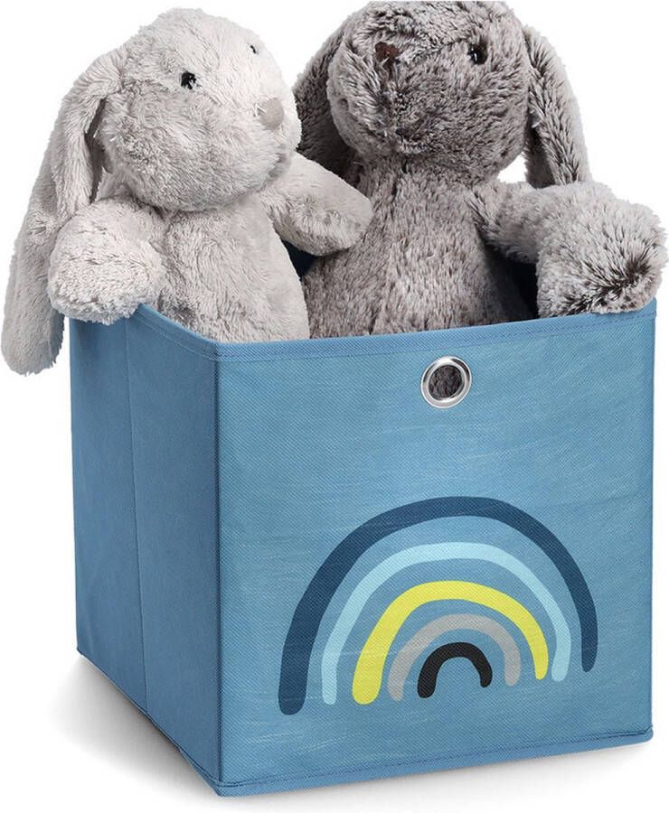 Zeller Present Blauwe opbergmand kinderkamer regenboog 14426 Decoratief & Opvouwbaar