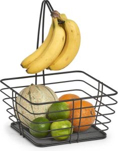 Zeller Present Fruitmand zwart met bananenhanger Zwart