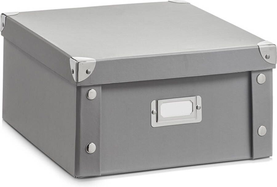 Zeller Present Opbergbox met deksel medium (31 x 26 x 14 cm) grijs Opvouwbaar