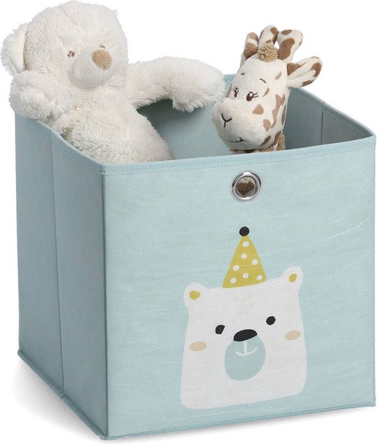 Zeller Present Opbergmand kinderkamer ijsbeer Blauw Decoratief & Opvouwbaar Ijsbeer