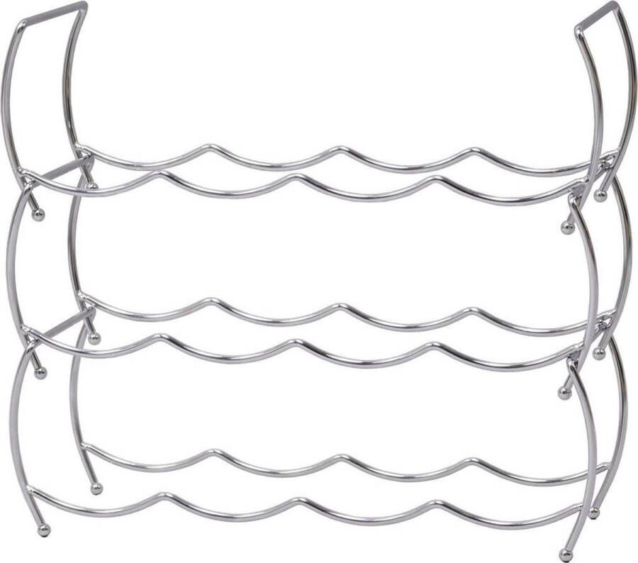 Zeller Luxe zilver wijnflessen rek wijnrek stapelbaar voor 12 flessen 42 x 40 cm Keukenbenodigdheden Woonaccessoires decoratie Wijnflesrekken wijnflessenrekken wijnrekken Rek houder voor wijnflessen