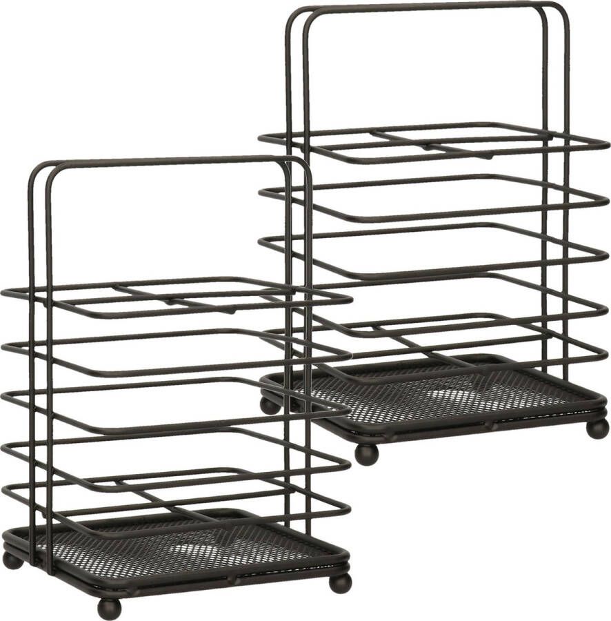 Zeller Set van 2x stuks zwarte kookgerei bestek houders 11 x 17 5 cm Keukenbenodigdheden Keukenaccessoires decoratie