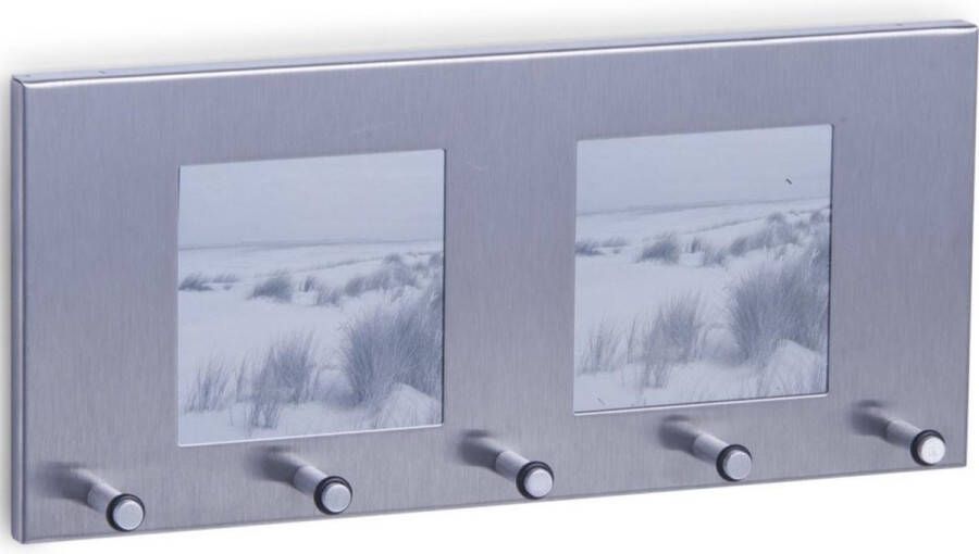 Zeller Sleutelrek zilver voor 5 sleutels en 2 foto vensters 29 cm Huisbenodigdheden Sleutels ophangen Sleutelrekjes Decoratief sleutelrek
