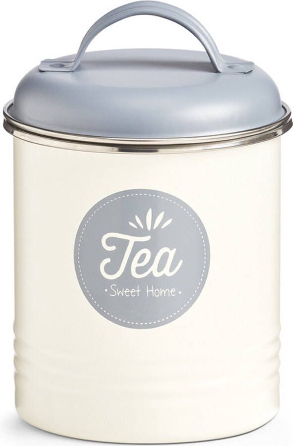 Zeller Thee bewaarblik metaal Wit Grijs Tea Sweet Home 2 liter 11 x 16 cm opslag blikken potten keuken