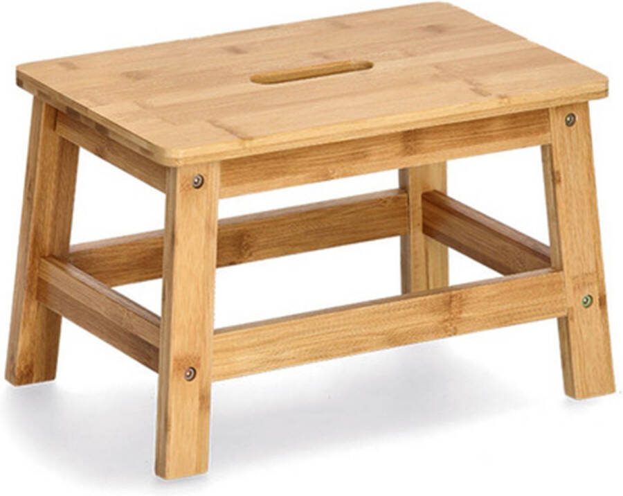 Zeller Voetenbankje krukje bamboe 38 x 26 x 25 cm draagvermogen 100 kilo opstapje