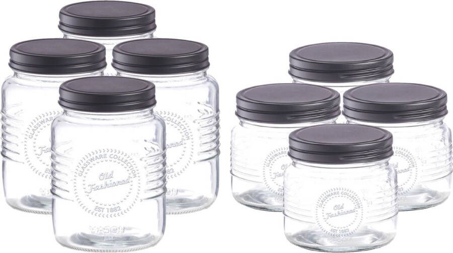 Zeller Voorraad- weckpotten Glas -Inhoud 420 ml 920 ml Set 8x