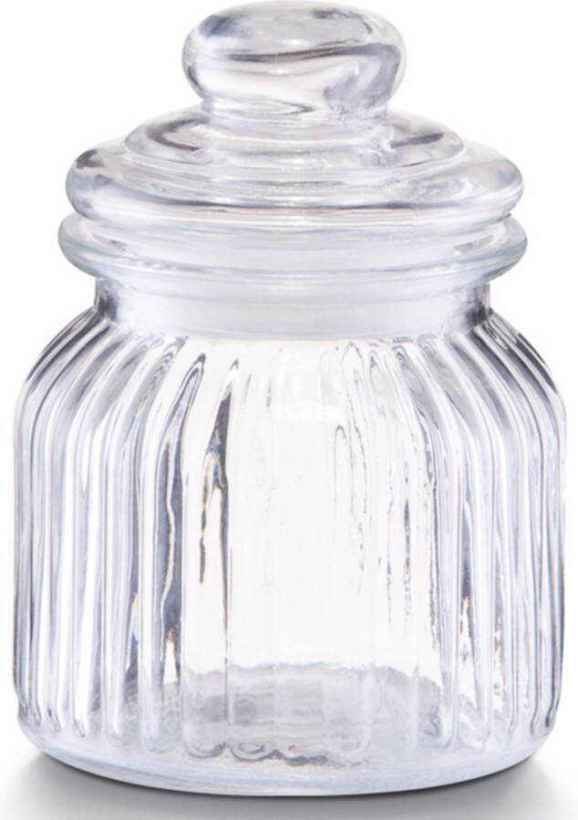 Zeller Voorraadpot glas 600 ml relief 11 x 14 5 cm rond bewaarpot