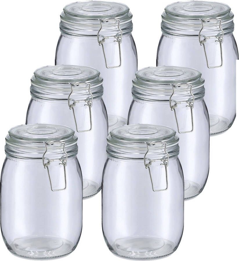 Zeller Voorraadpot bewaarpot Alfie 10x 1L glas beugelsluiting D11 x H17 cm