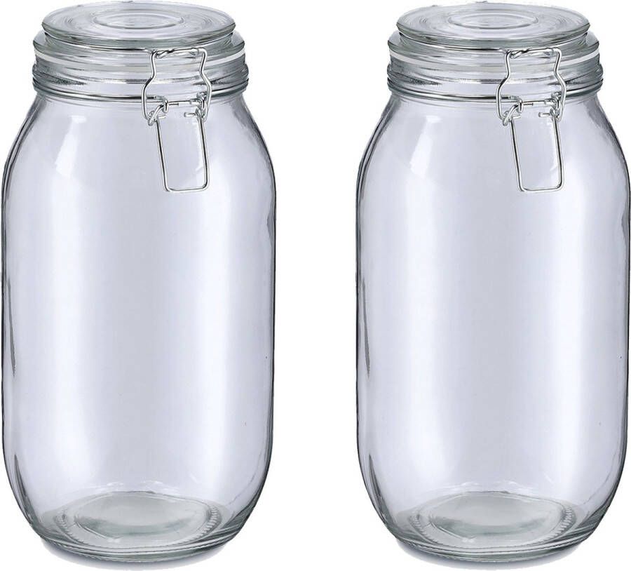 Zeller Voorraadpot bewaarpot Alfie 2x 2L glas beugelsluiting D13 x H26 cm Voorraadpot