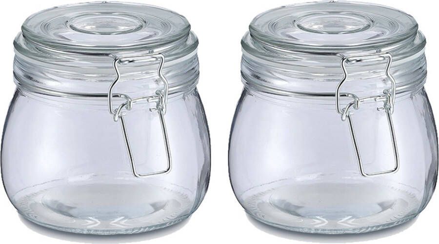 Zeller Voorraadpot bewaarpot Alfie 2x 500 ml glas beugelsluiting D11 x H11 cm Voorraadpot