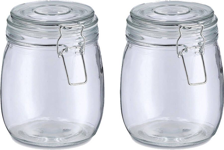 Zeller Voorraadpot bewaarpot Alfie 2x 750 ml glas beugelsluiting D11 x H14 cm Voorraadpot