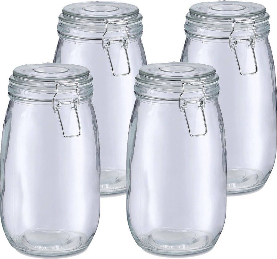 Zeller Voorraadpot bewaarpot Alfie 4x 1.4L glas beugelsluiting D11 x H22 cm