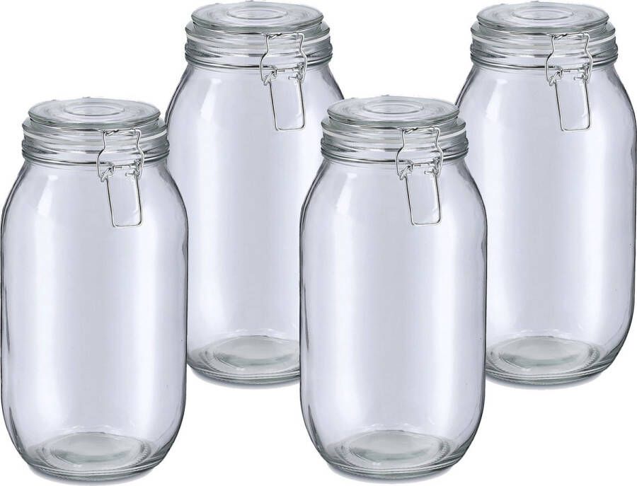 Zeller Voorraadpot bewaarpot Alfie 4x 2L glas beugelsluiting D13 x H26 cm