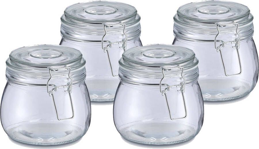 Zeller Voorraadpot bewaarpot Alfie 4x 500 ml glas beugelsluiting D11 x H11 cm