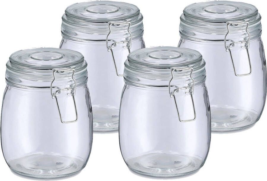 Zeller Voorraadpot bewaarpot Alfie 4x 750 ml glas beugelsluiting D11 x H14 cm