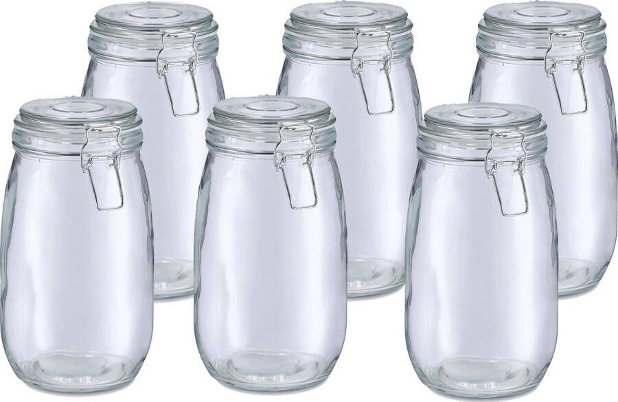 Zeller Voorraadpot bewaarpot Alfie 6x 1.4L glas beugelsluiting D11 x H22 cm