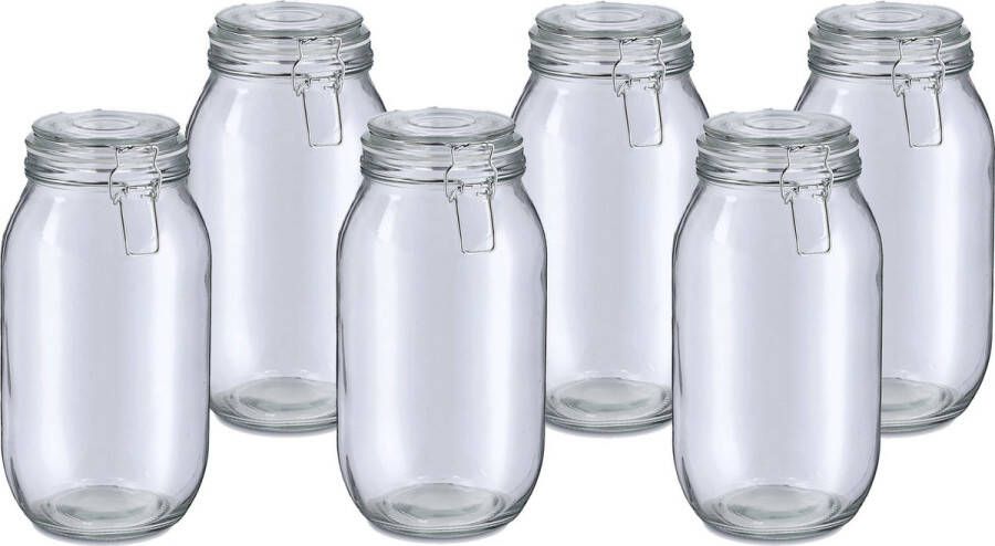 Zeller Voorraadpot bewaarpot Alfie 6x 2L glas beugelsluiting D13 x H26 cm