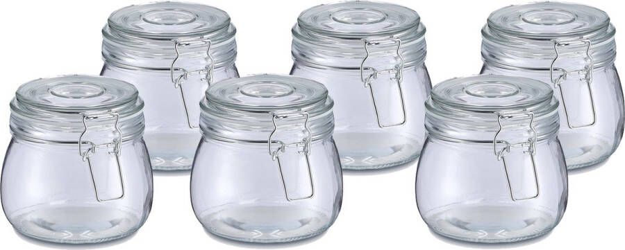 Zeller Voorraadpot bewaarpot Alfie 6x 500 ml glas beugelsluiting D11 x H11 cm