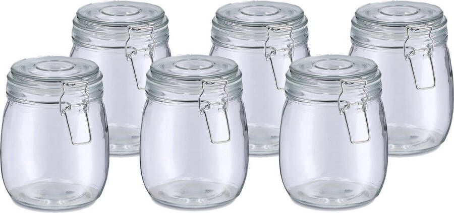 Zeller Voorraadpot bewaarpot Alfie 6x 750 ml glas beugelsluiting D11 x H14 cm