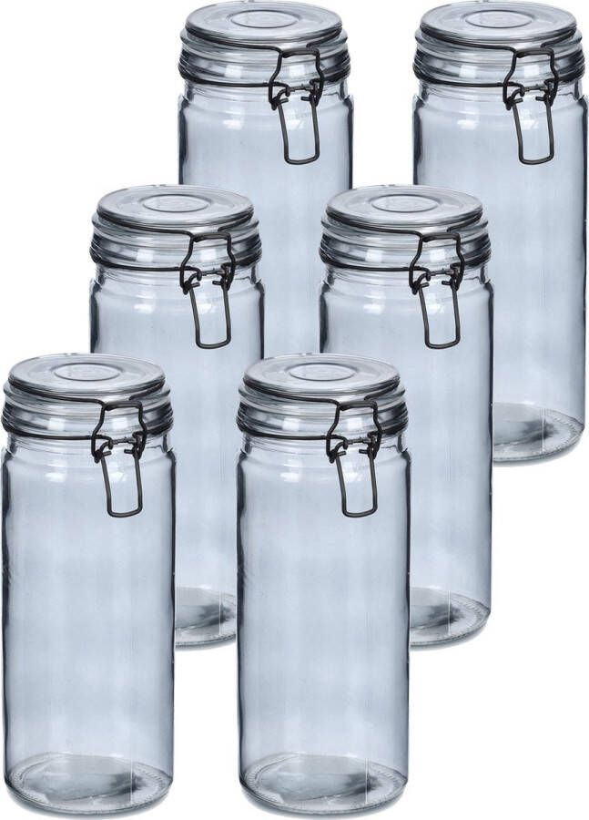 Zeller Voorraadpotten bewaarpotten 10x 1L glas met beugelsluiting D10 x H20 cm