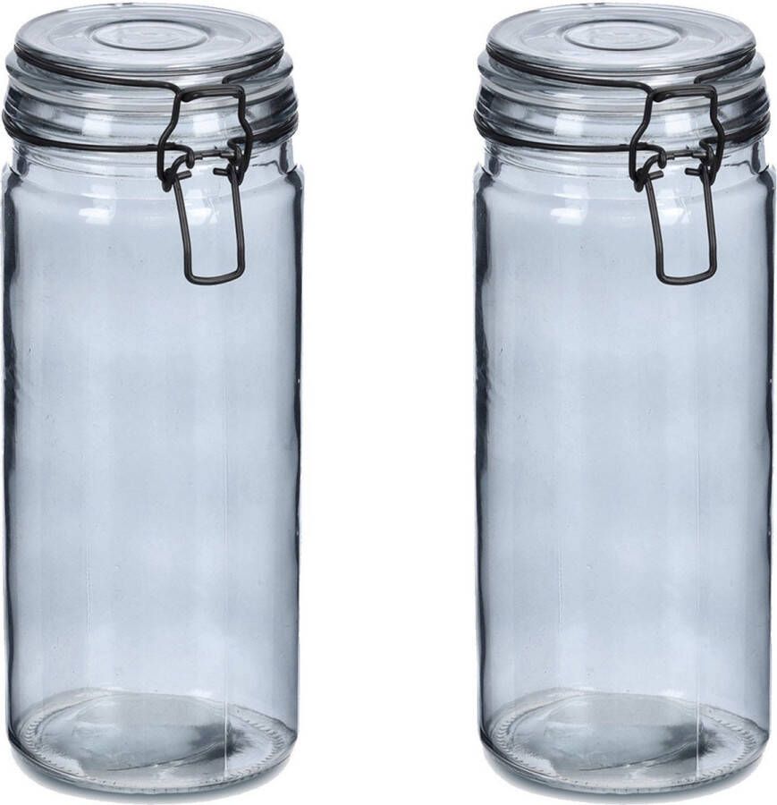 Zeller Voorraadpotten bewaarpotten 2x 1L glas met beugelsluiting D10 x H20 cm Voorraadpot