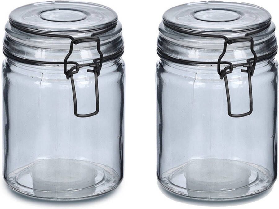 Zeller Voorraadpotten bewaarpotten 2x 250 ml glas met beugelsluiting D8 x H10 cm Voorraadpot