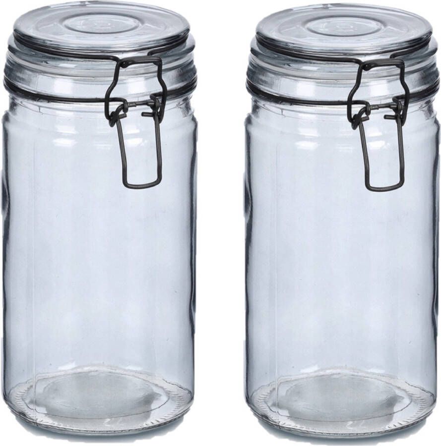 Zeller Voorraadpotten bewaarpotten 2x 750 ml glas met beugelsluiting D10 x H15 cm Voorraadpot