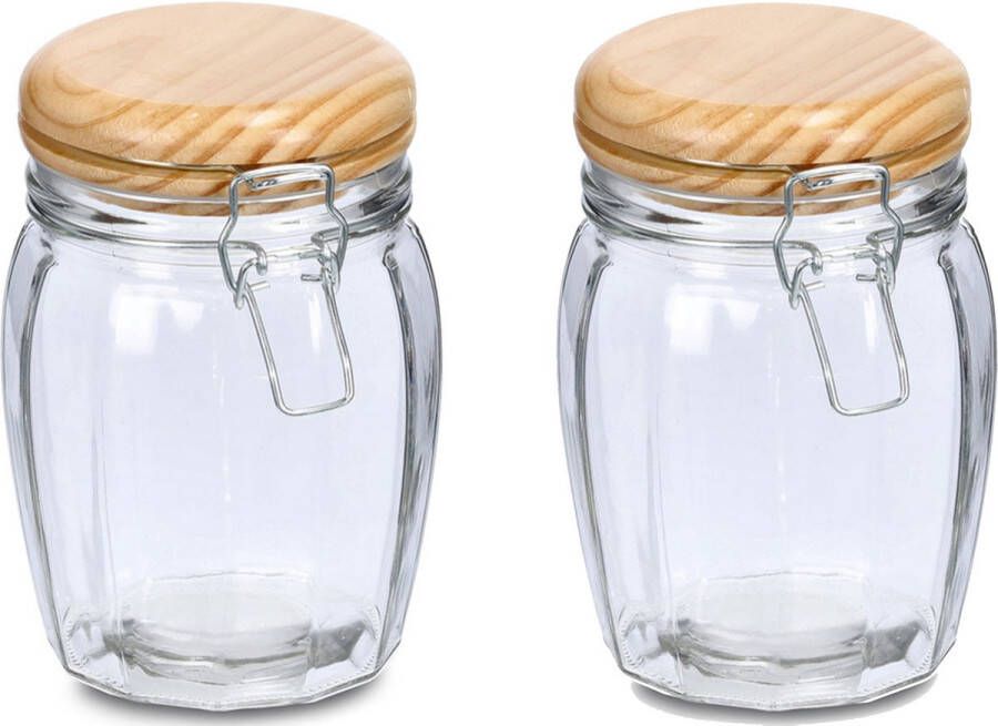 Zeller Voorraadpotten bewaarpotten 2x 820 ml glas met beugelsluiting D11 x H16 cm Voorraadpot