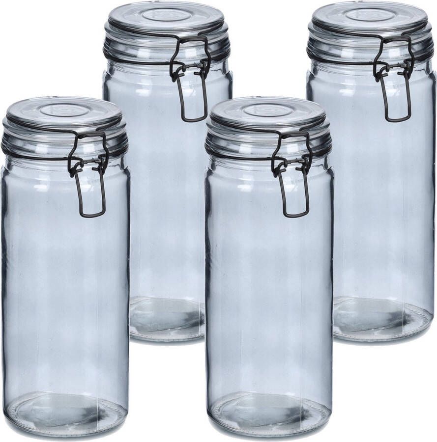 Zeller Voorraadpotten bewaarpotten 4x 1L glas met beugelsluiting D10 x H20 cm Voorraadpot