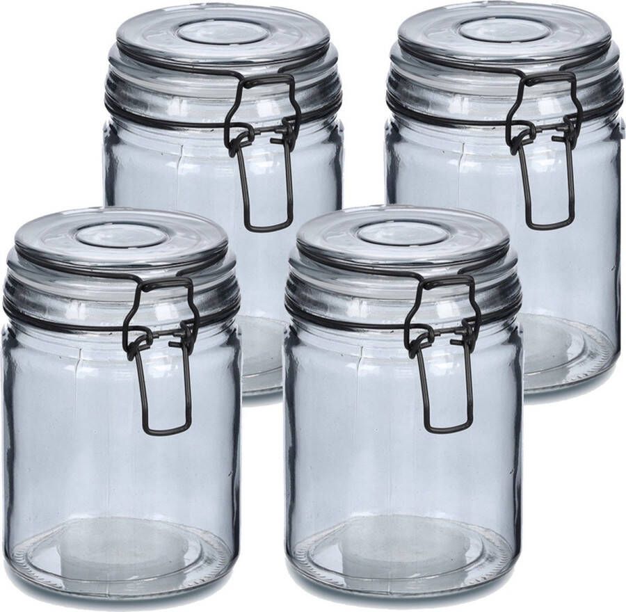 Zeller Voorraadpotten bewaarpotten 4x 250 ml glas met beugelsluiting D8 x H10 cm Voorraadpot