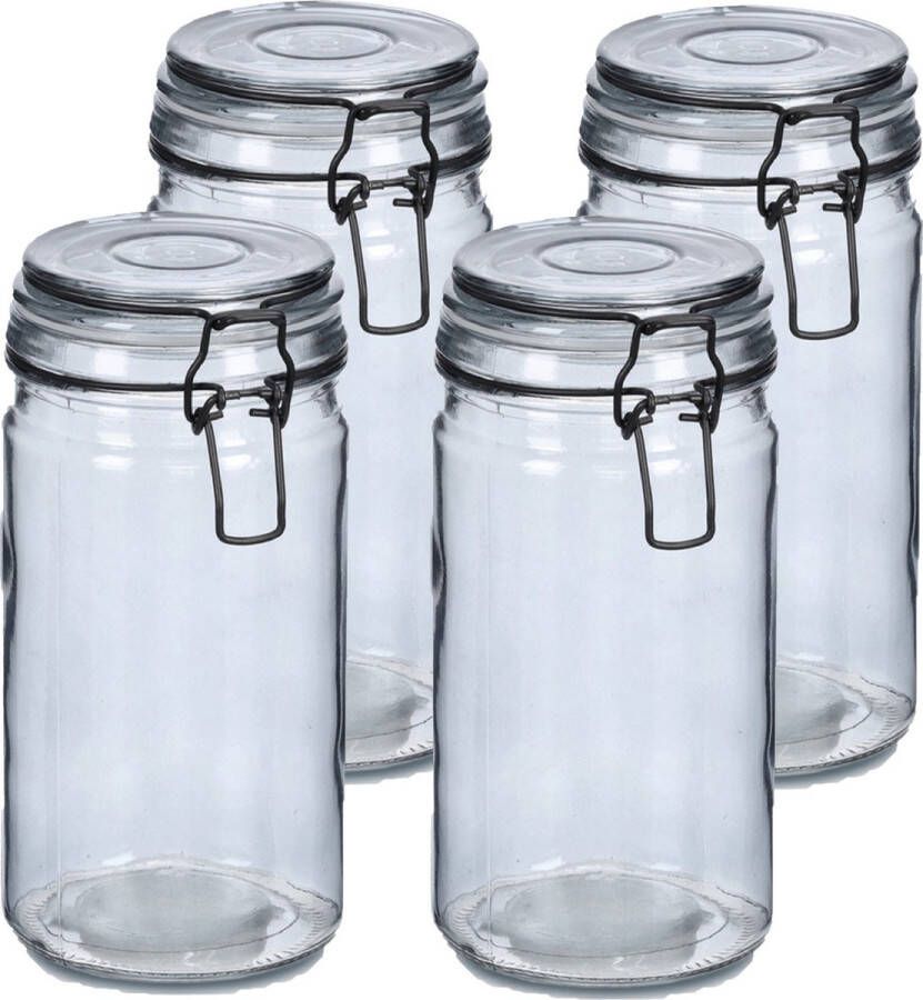 Zeller Voorraadpotten bewaarpotten 4x 750 ml glas met beugelsluiting D10 x H15 cm Voorraadpot