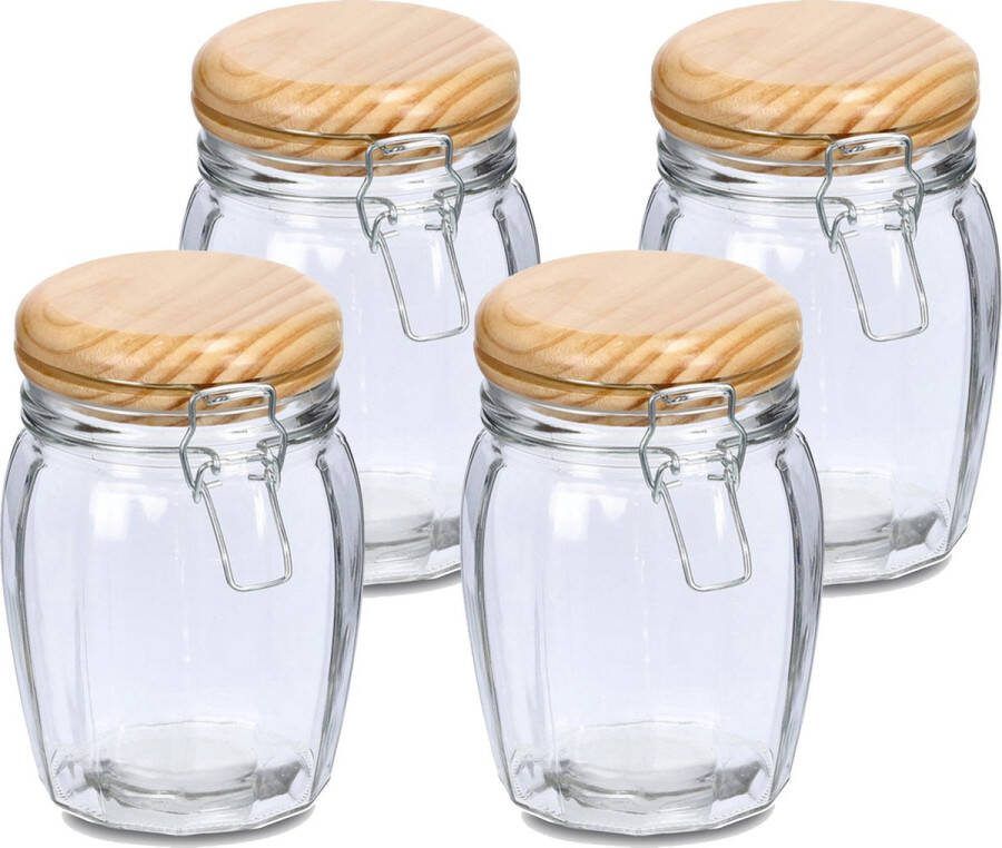 Zeller Voorraadpotten bewaarpotten 4x 820 ml glas met beugelsluiting D11 x H16 cm Voorraadpot
