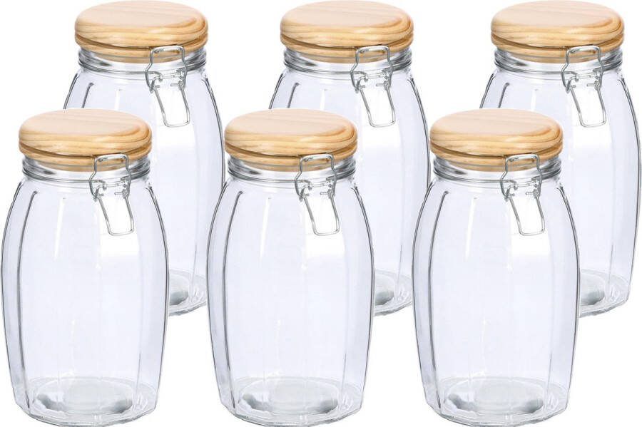 Zeller Voorraadpotten bewaarpotten 6x 1.85L glas met beugelsluiting D13 x H23 cm