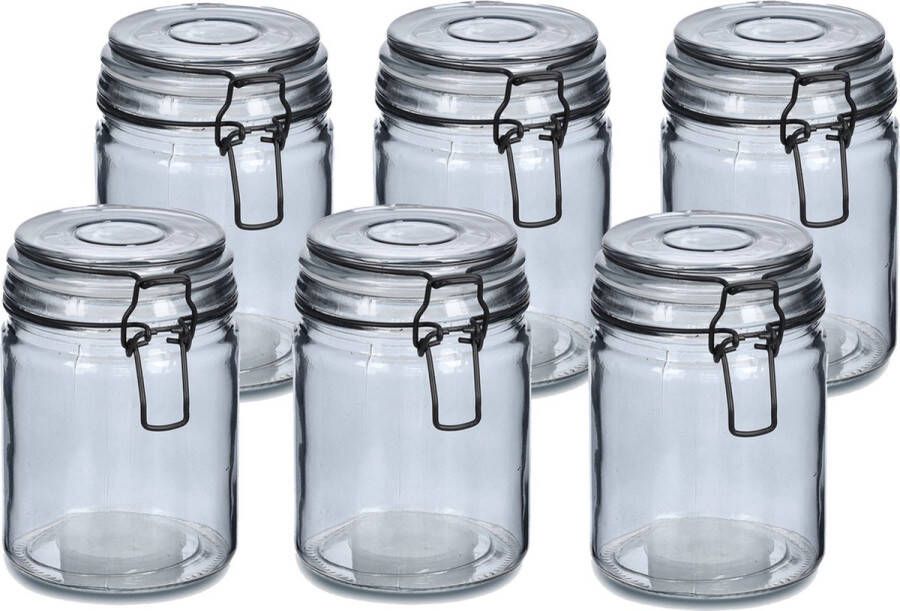 Zeller Voorraadpotten bewaarpotten 6x 250 ml glas met beugelsluiting D8 x H10 cm