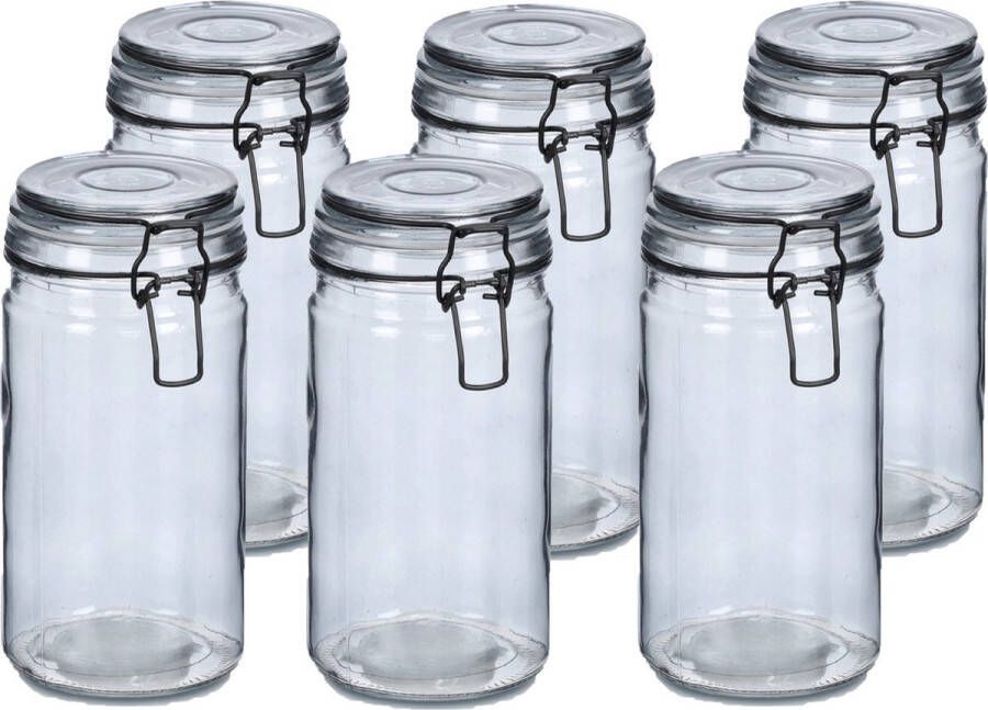 Zeller Voorraadpotten bewaarpotten 6x 750 ml glas met beugelsluiting D10 x H15 cm