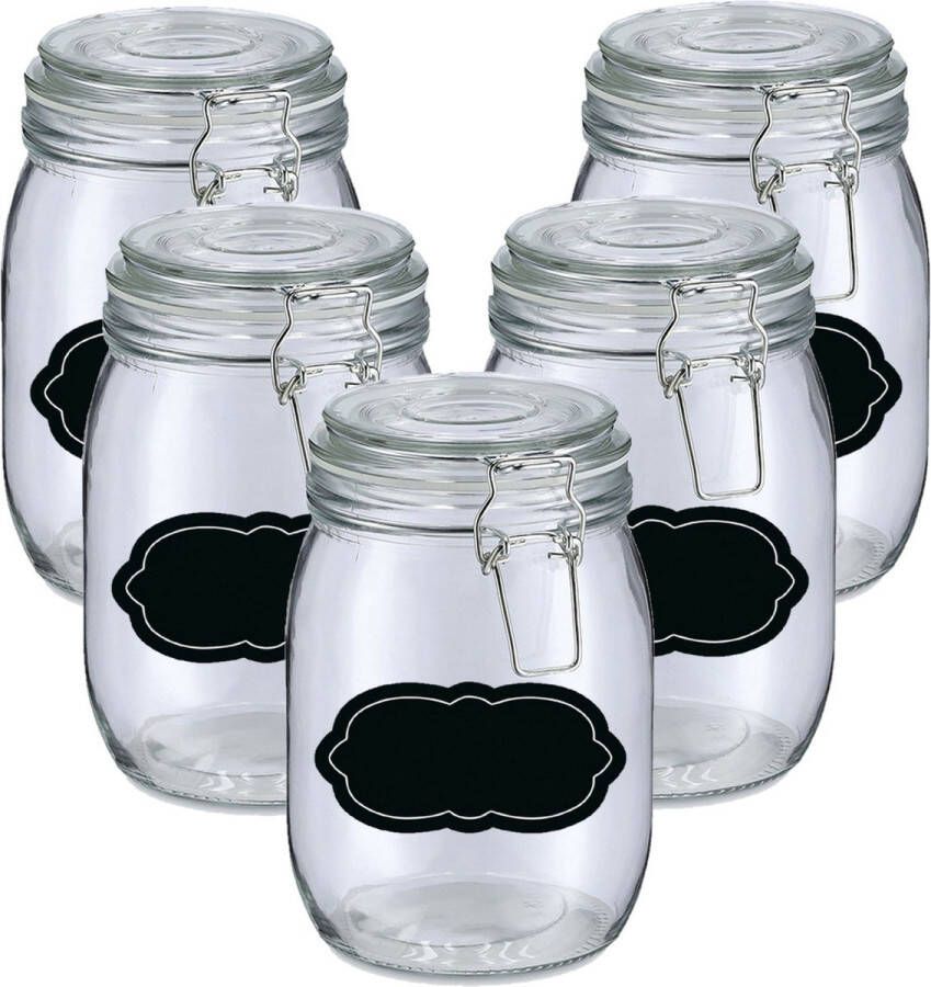Zeller Weckpot inmaakpot 10x 1L glas met beugelsluiting incl. etiketten