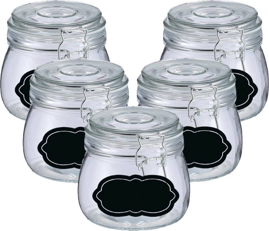 Zeller Weckpot inmaakpot 10x 500 ml glas met beugelsluiting incl. etiketten Weckpotten