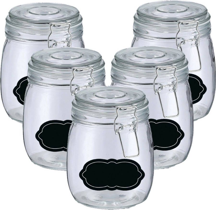 Zeller Weckpot inmaakpot 10x 750 ml glas met beugelsluiting incl. etiketten Weckpotten