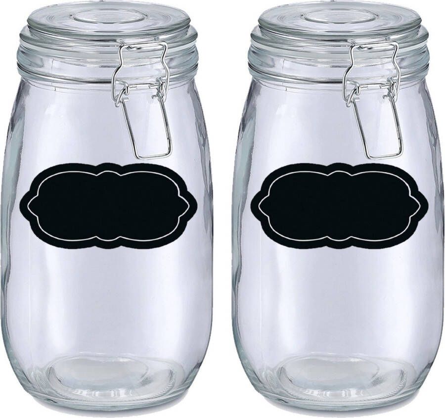 Zeller Weckpot inmaakpot 4x 1.4L glas met beugelsluiting incl. etiketten Weckpotten