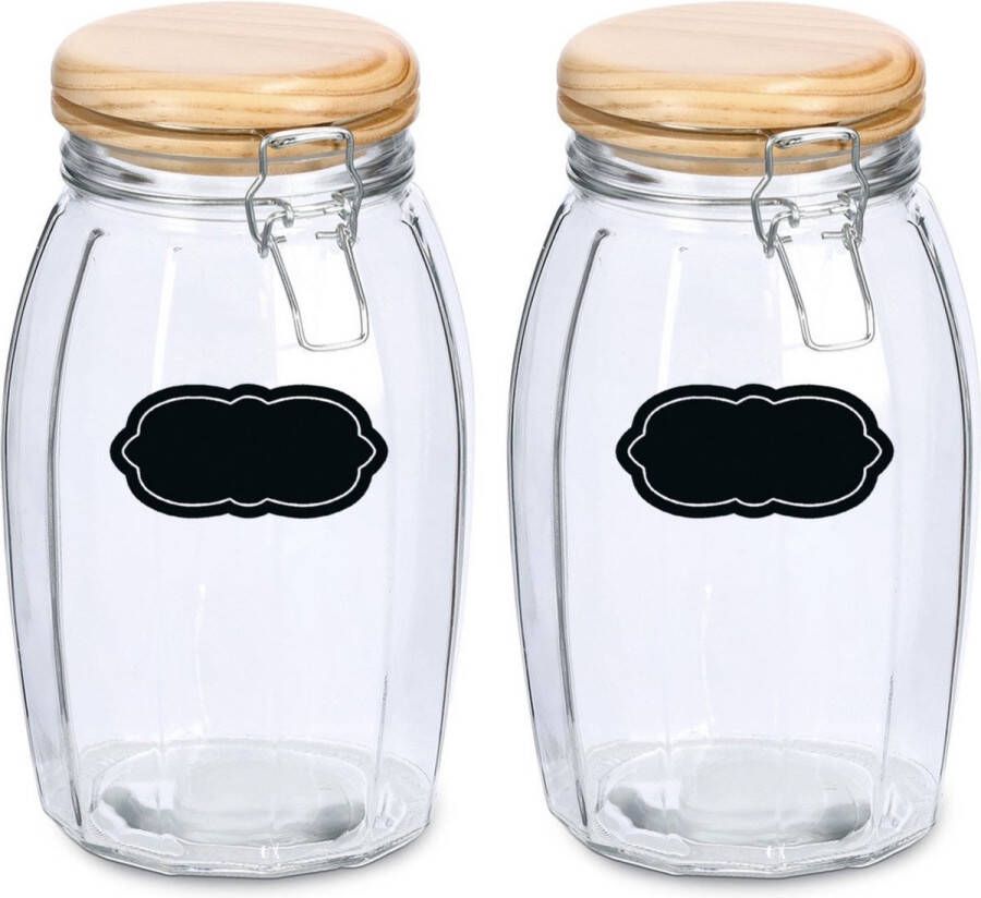 Zeller Weckpot inmaakpot 4x 1.85L glas met beugelsluiting incl. etiketten Weckpotten