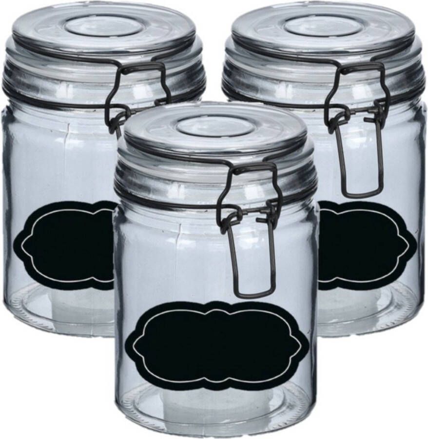 Zeller Weckpot inmaakpot 4x 250 ml glas met beugelsluiting incl. etiketten Weckpotten