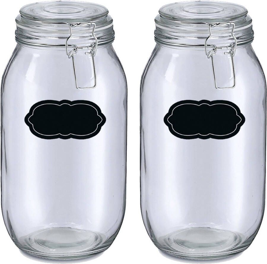 Zeller Weckpot inmaakpot 4x 2L glas met beugelsluiting incl. etiketten Weckpotten