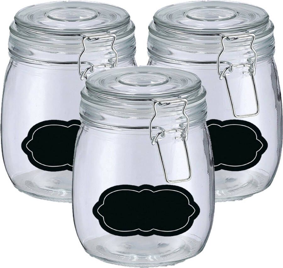 Zeller Weckpot inmaakpot 4x 750 ml glas met beugelsluiting incl. etiketten Weckpotten