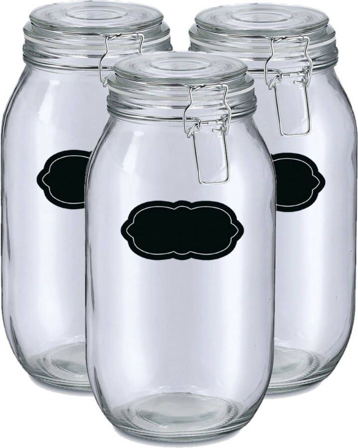 Zeller Weckpot inmaakpot 6x 2L glas met beugelsluiting incl. etiketten Weckpotten