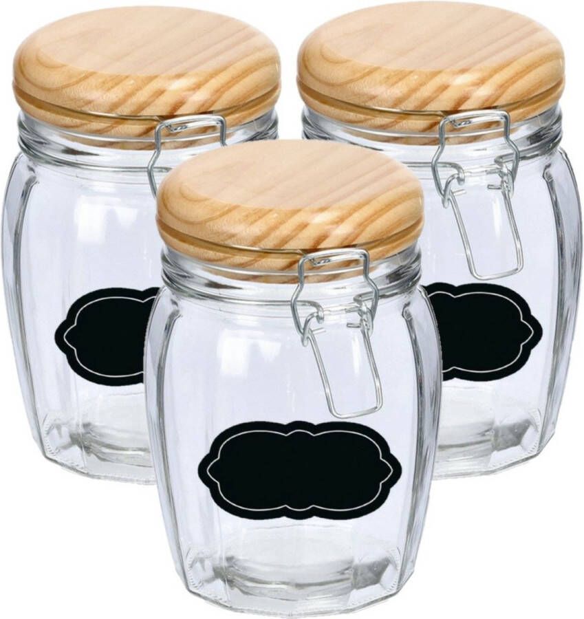 Zeller Weckpot inmaakpot 4x 820 ml glas met beugelsluiting incl. etiketten Weckpotten