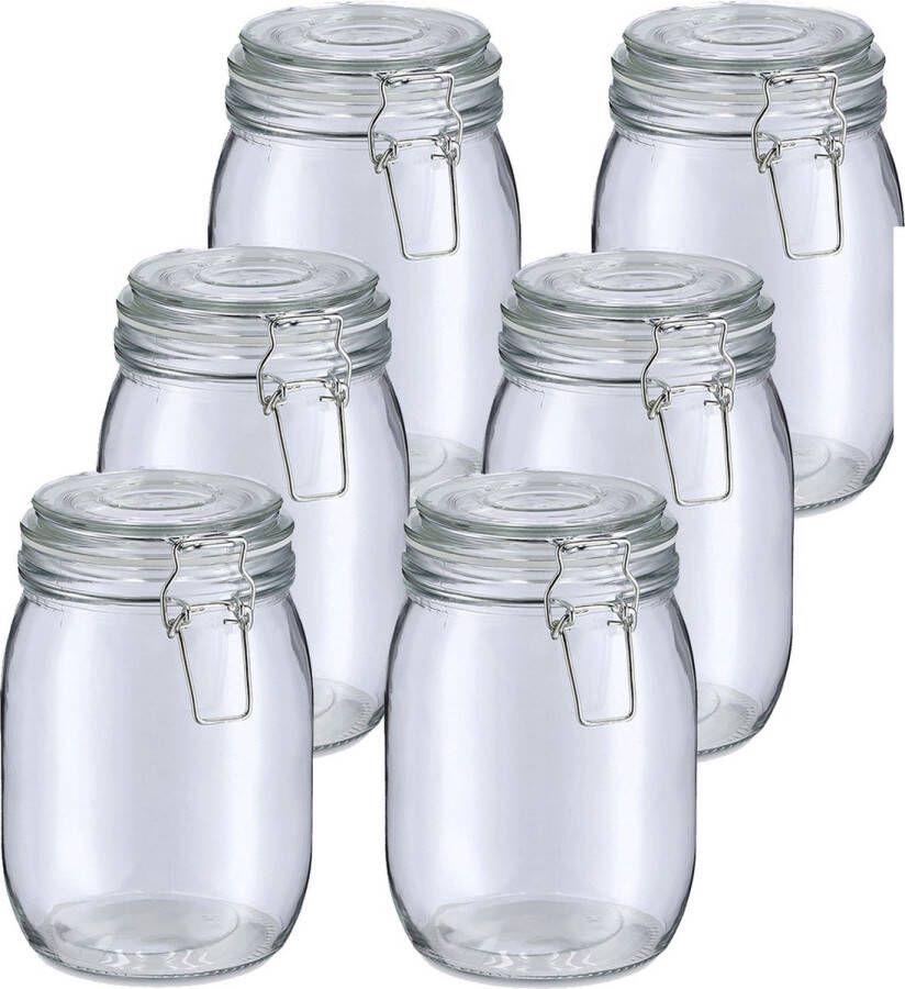 Zeller Weckpot inmaakpot Alfie 10x 1L glas beugelsluiting D11 x H17 cm