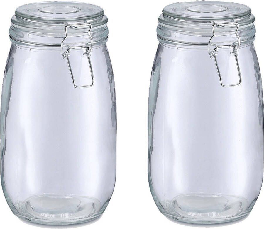 Zeller Weckpot inmaakpot Alfie 2x 1.4L glas beugelsluiting D11 x H22 cm Weckpotten