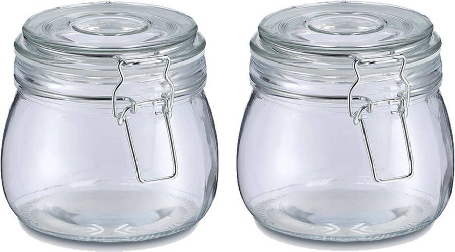 Zeller Weckpot inmaakpot Alfie 2x 500 ml glas beugelsluiting D11 x H11 cm Weckpotten