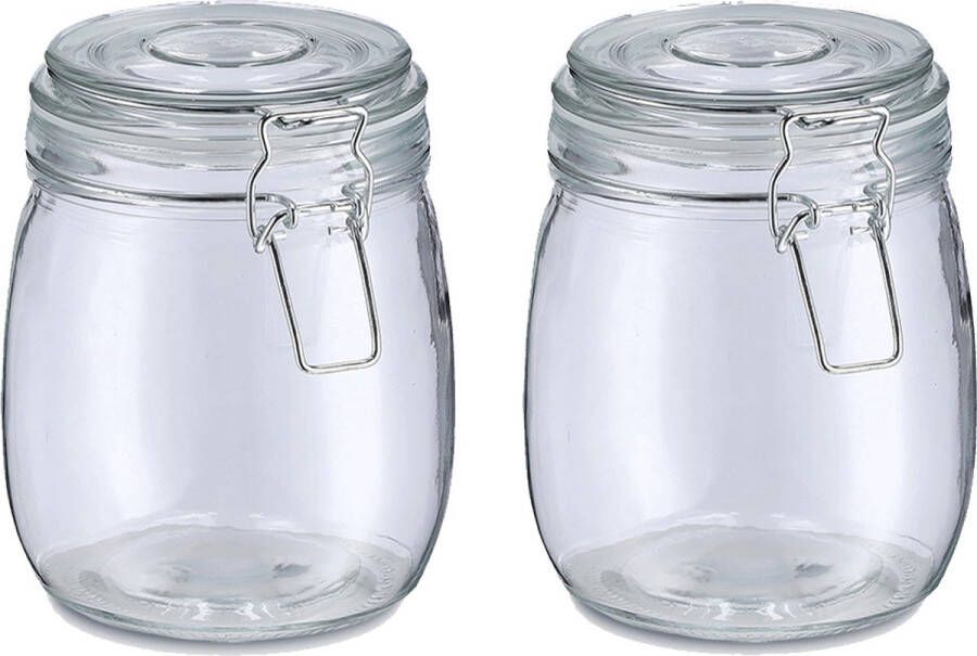 Zeller Weckpot inmaakpot Alfie 2x 750 ml glas beugelsluiting D11 x H14 cm Weckpotten