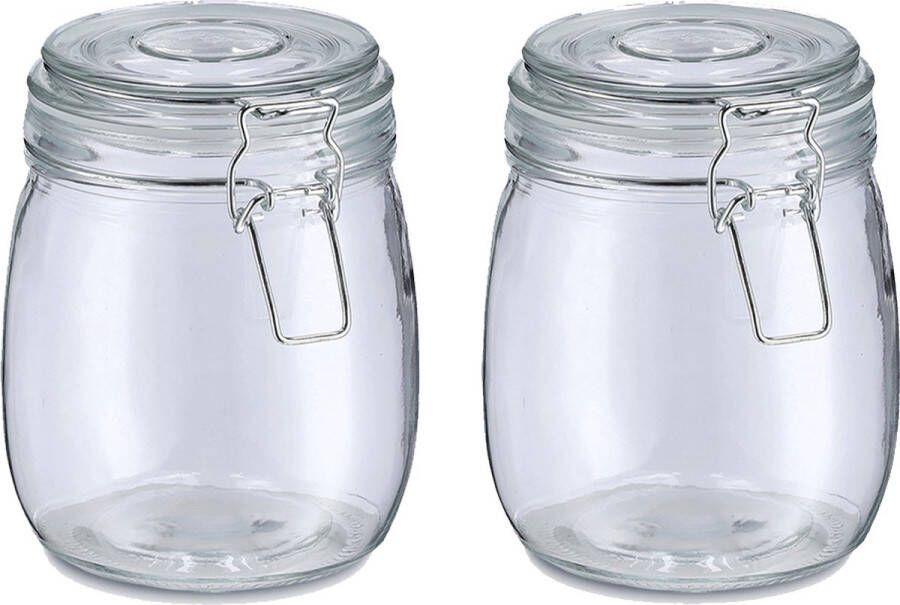 Zeller Weckpot inmaakpot Alfie 2x 750 ml glas beugelsluiting D11 x H14 cm Weckpotten